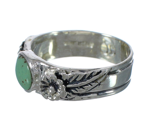 Turquoise Authentic Sterling Silver Southwestern Flower Ring Size 8-3/4 YX91695